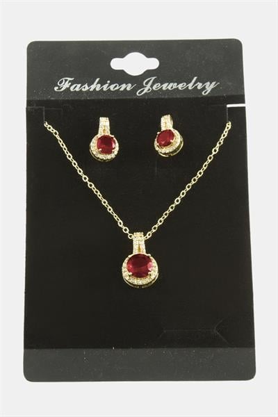 Yuvarlak Zirkon Taşlı Set Kolye