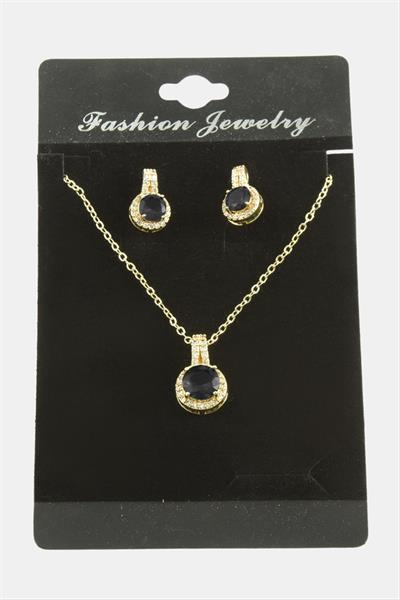 Yuvarlak Zirkon Taşlı Set Kolye