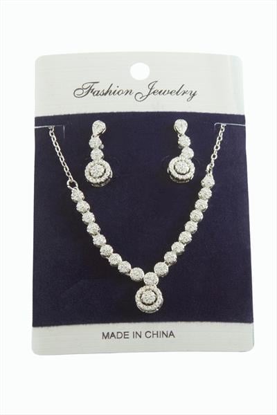 Yuvarlak Zirkon Taşlı Set Kolye