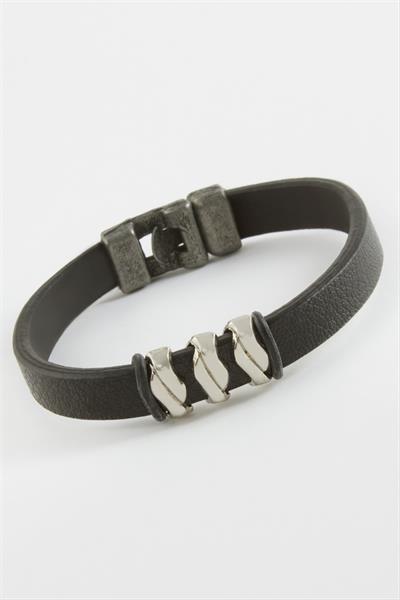 Zikzak Kaliteli Suni Deri Bileklik