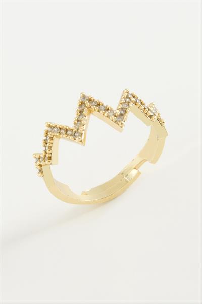 Zikzak Taşlı Metal Yüzük