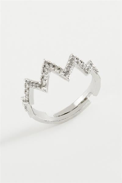 Zikzak Taşlı Metal Yüzük