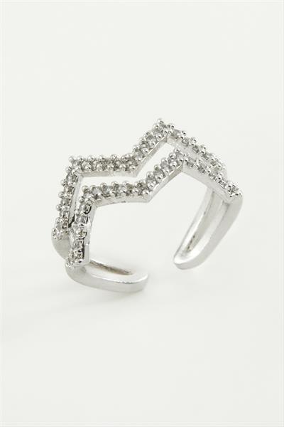 Zikzak Zirkon Taşlı Yüzük