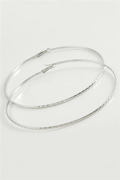 Zincir Çizgili Metal Halka Küpe 8-9-10 cm