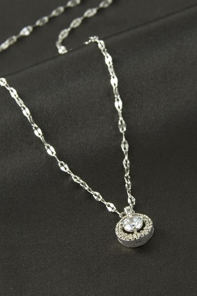 Zirkon Tek Taşlı Kolye