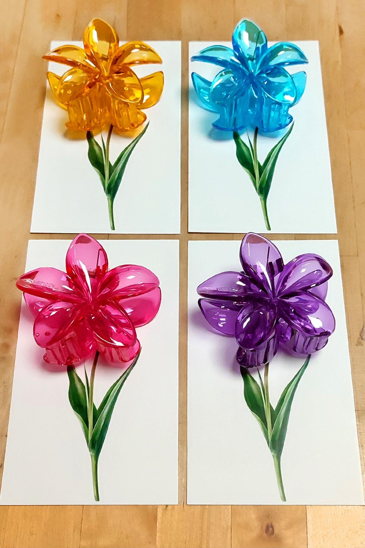 100 Adet Şeffaf Renkli Lotus Toka 8 cm Kına Seti