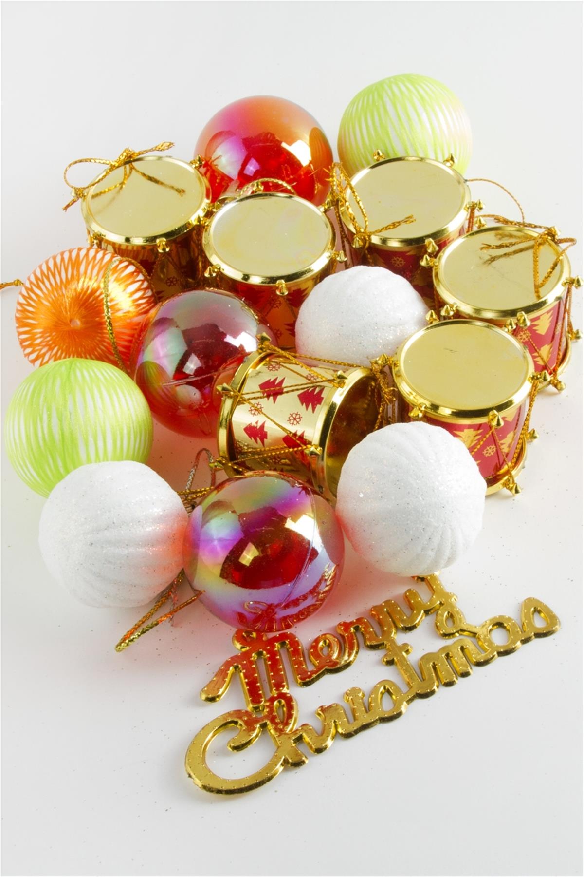 15 Adet Davul Cici Top Küçük Yılbaşı Ağaç Süsü