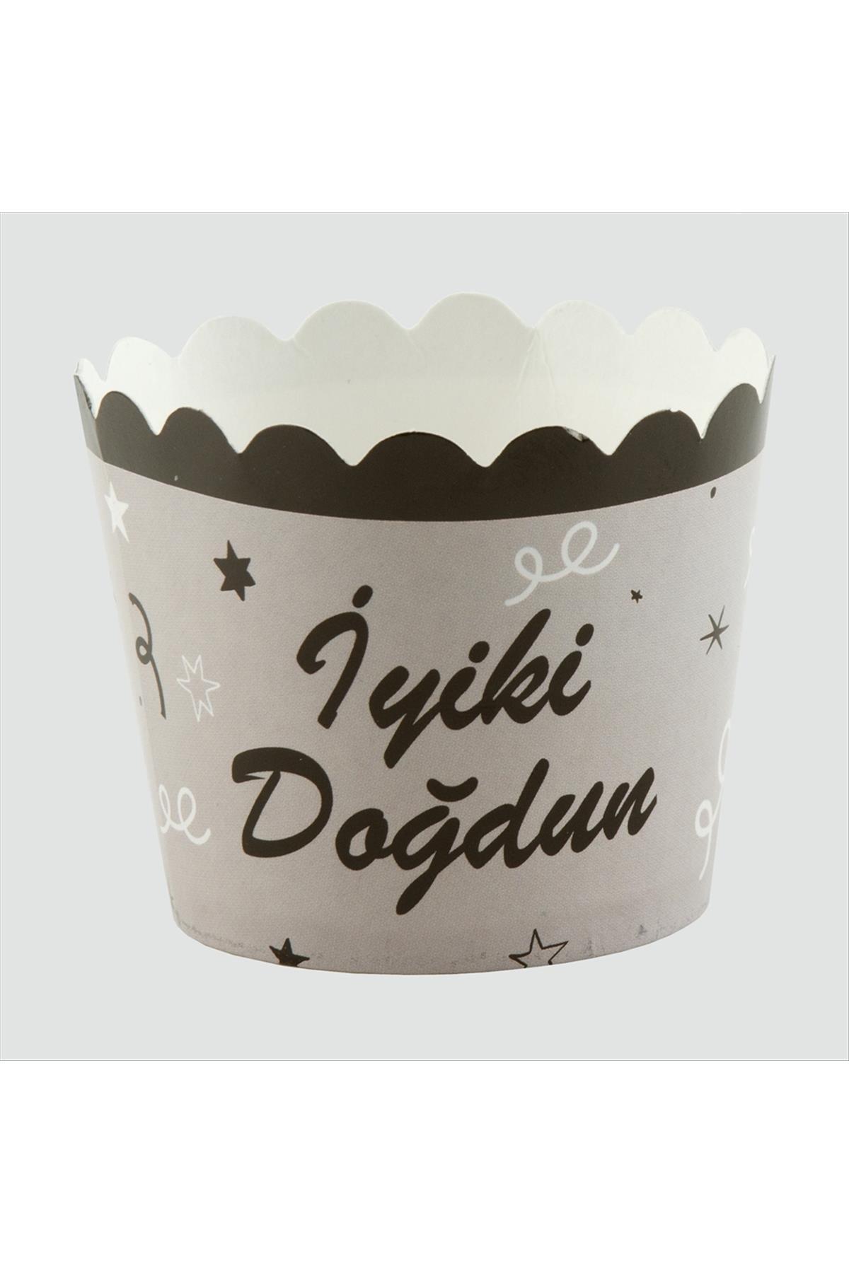 24 Adet İyiki Doğdun Yazılı Pasta Süsleme Kabı