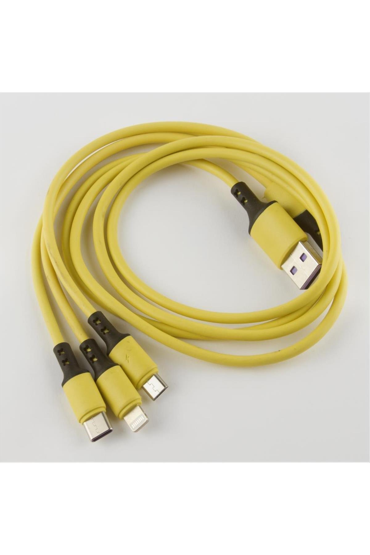 3'lü Vinlex Deri Data Şarj Kablosu (Iphone Android Type-C)