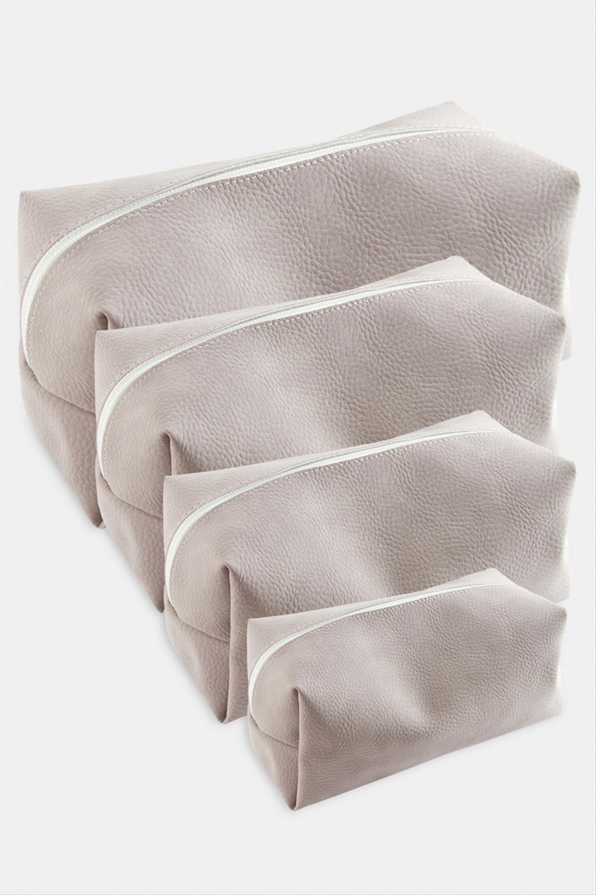 4 Adet El Tutmalı Makyaj Çantası - KZM -