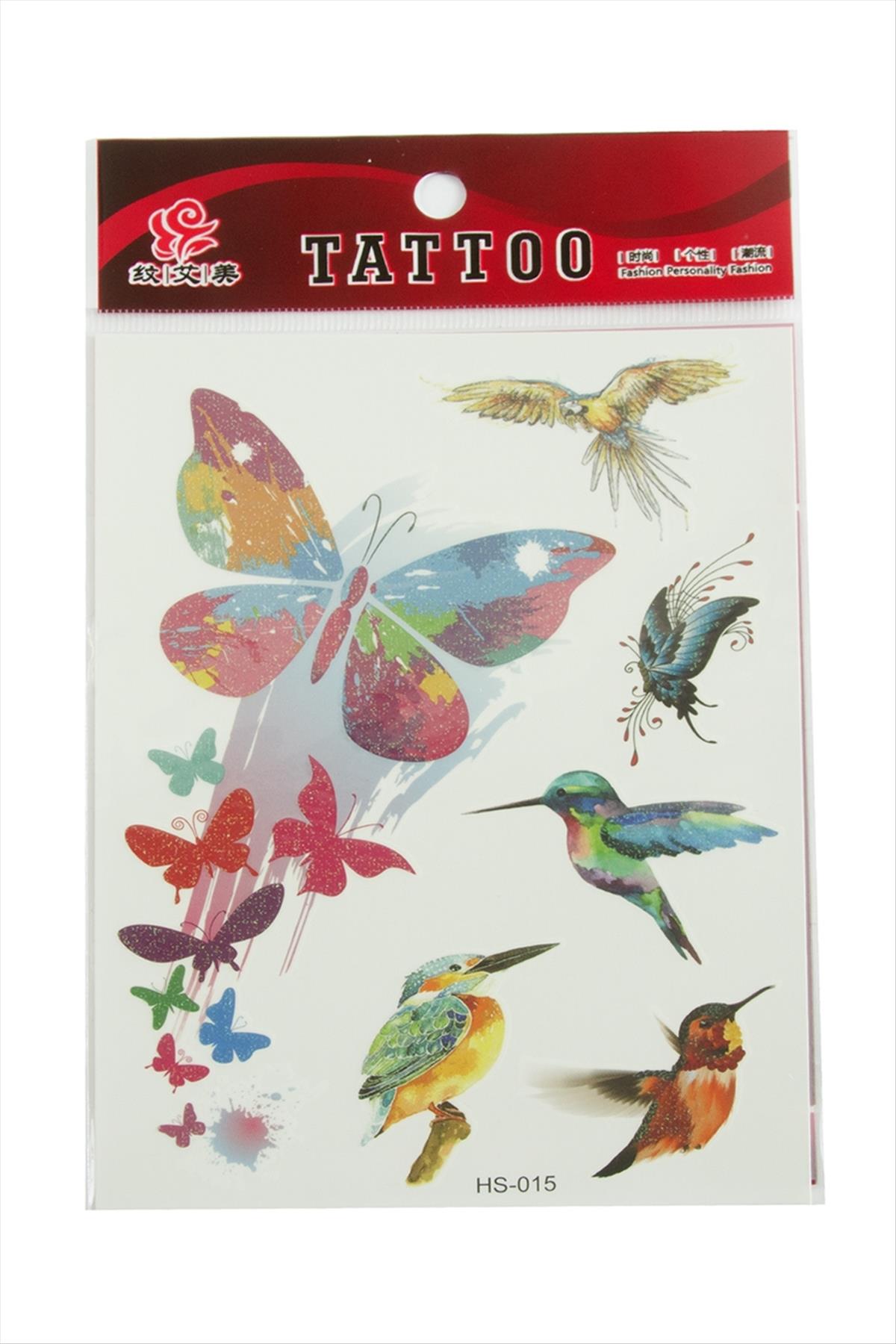 Ağaç Kakan Kelebek Tattoo Dövme Sticker