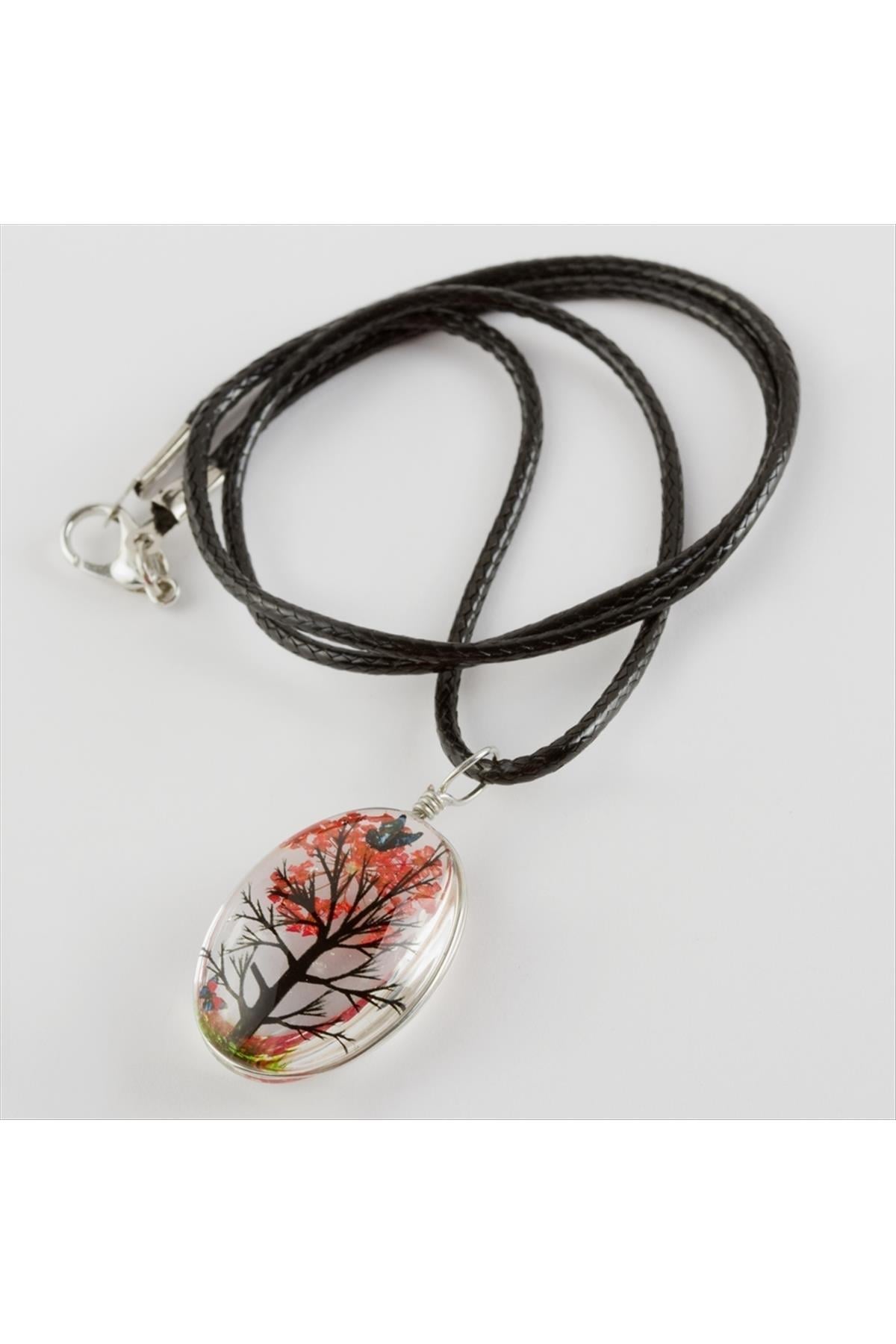 Ağaç Oval Canlı Kolye
