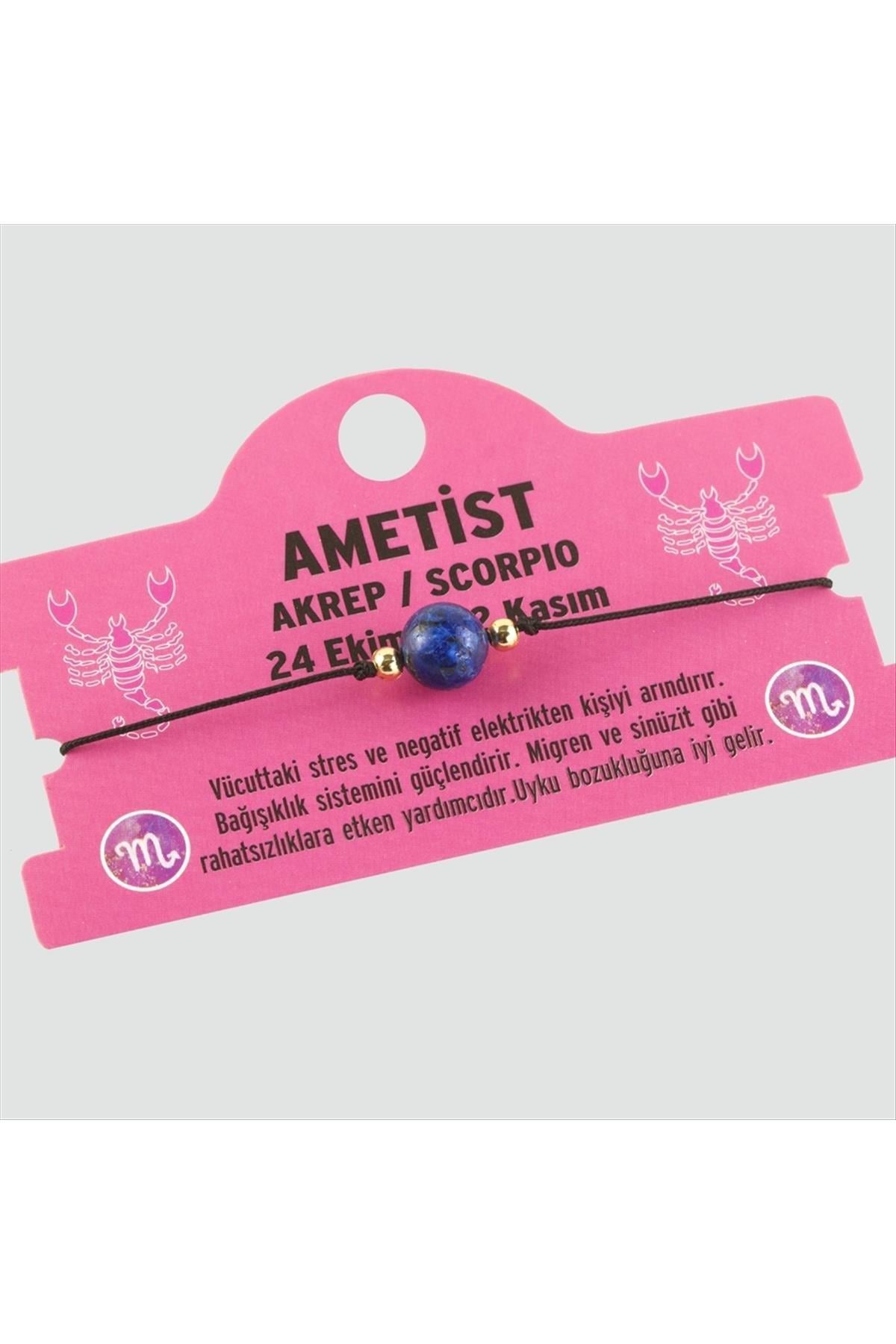 Ametist Doğal Taşlı Akrep Burç Bileklik
