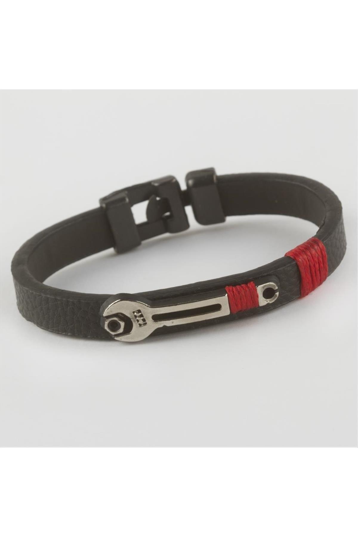 Anahtar Figürlü Kaliteli Suni Deri Bileklik