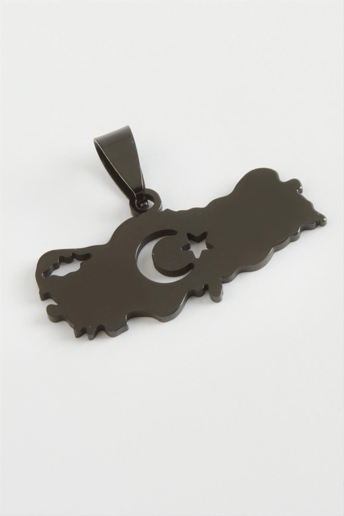 Ay Yıldız Çelik Kolye Ucu 3,5 cm