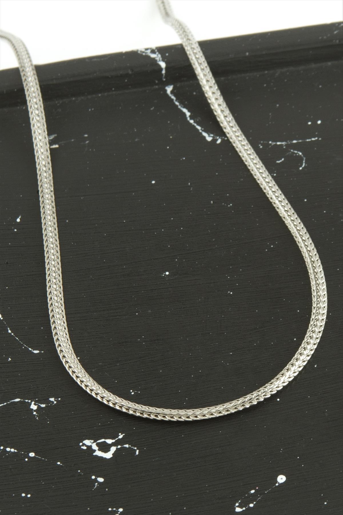 Balık Sırtı Zincir Çelik Kolye 45 cm