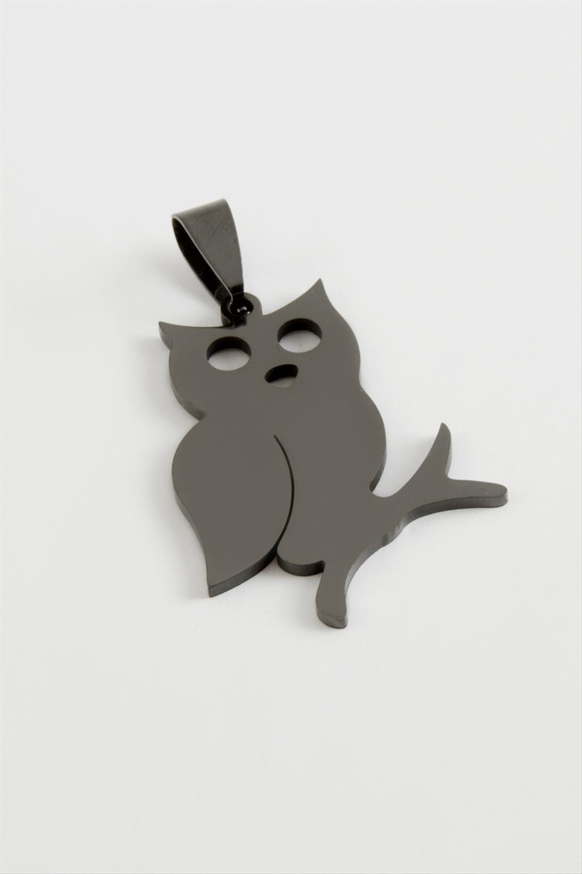 Baykuş Çelik Kolye Ucu 3 cm