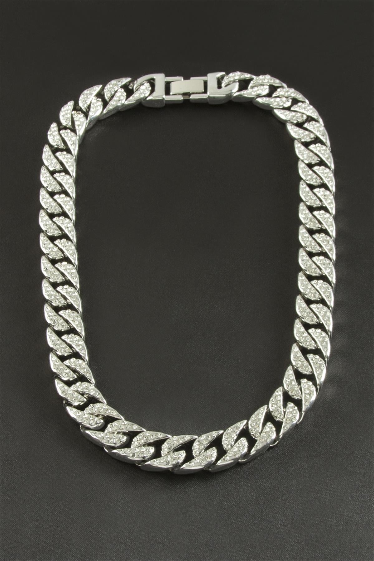 Chain Düz Zirkon Taşlı Lüks Çelik Kolye