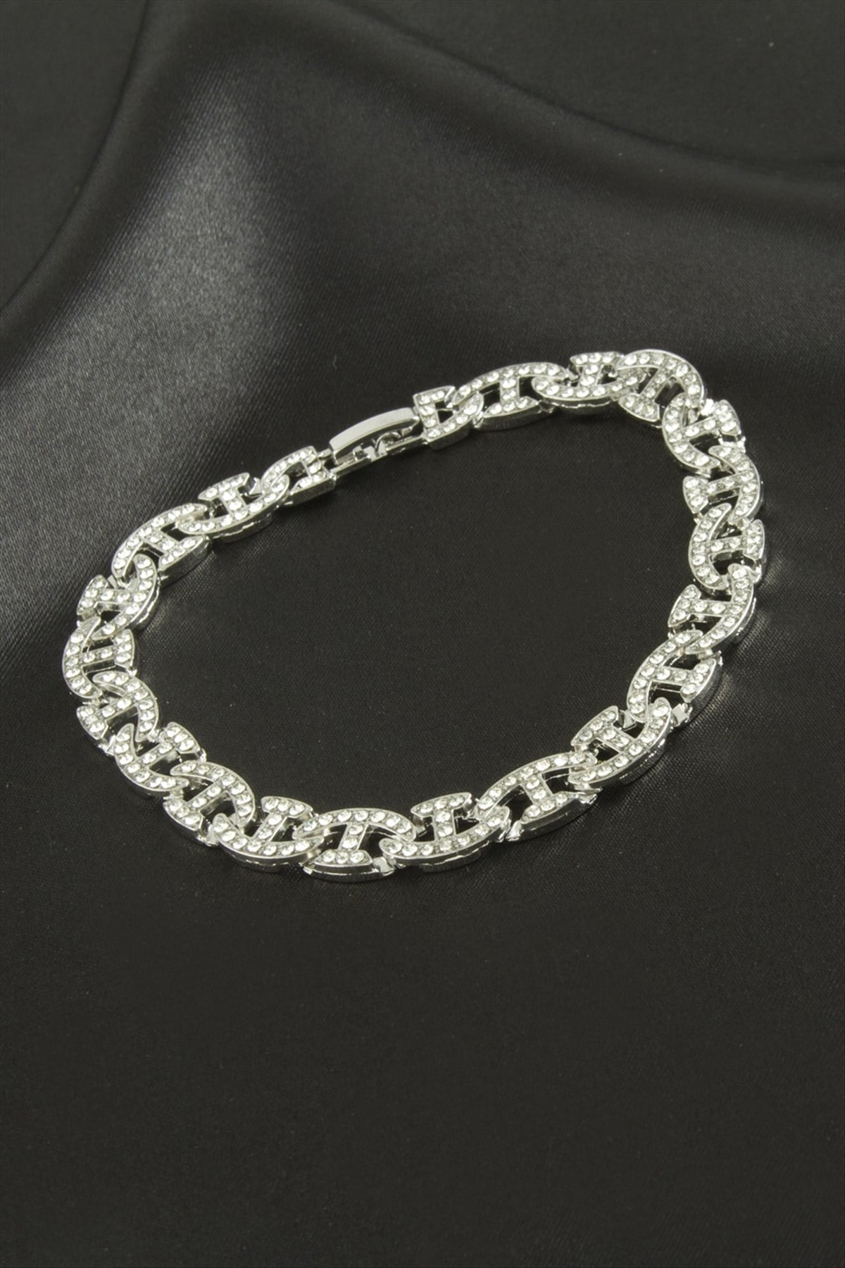 Chain Zirkon Taşlı Lüks Çelik Zincir Bileklik
