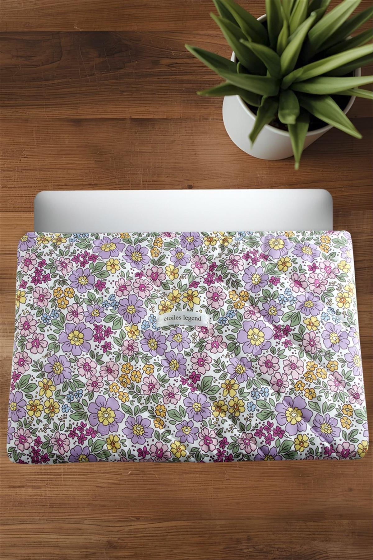 Çiçek Desenli Labtop Bilgisayar Çantası 15*16 inç