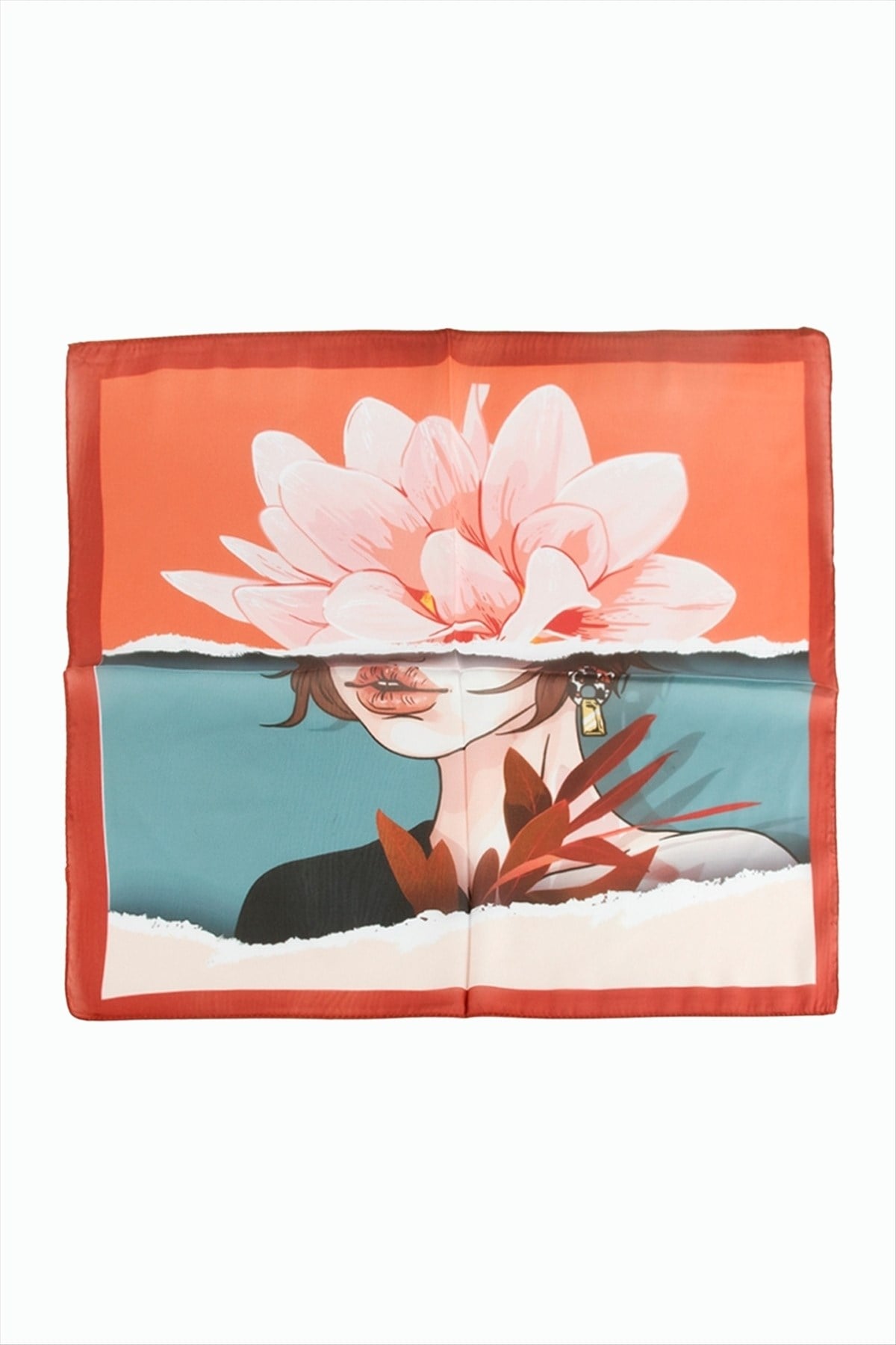 Çiçek Desenli Zr Şifon Fular 50*50 cm