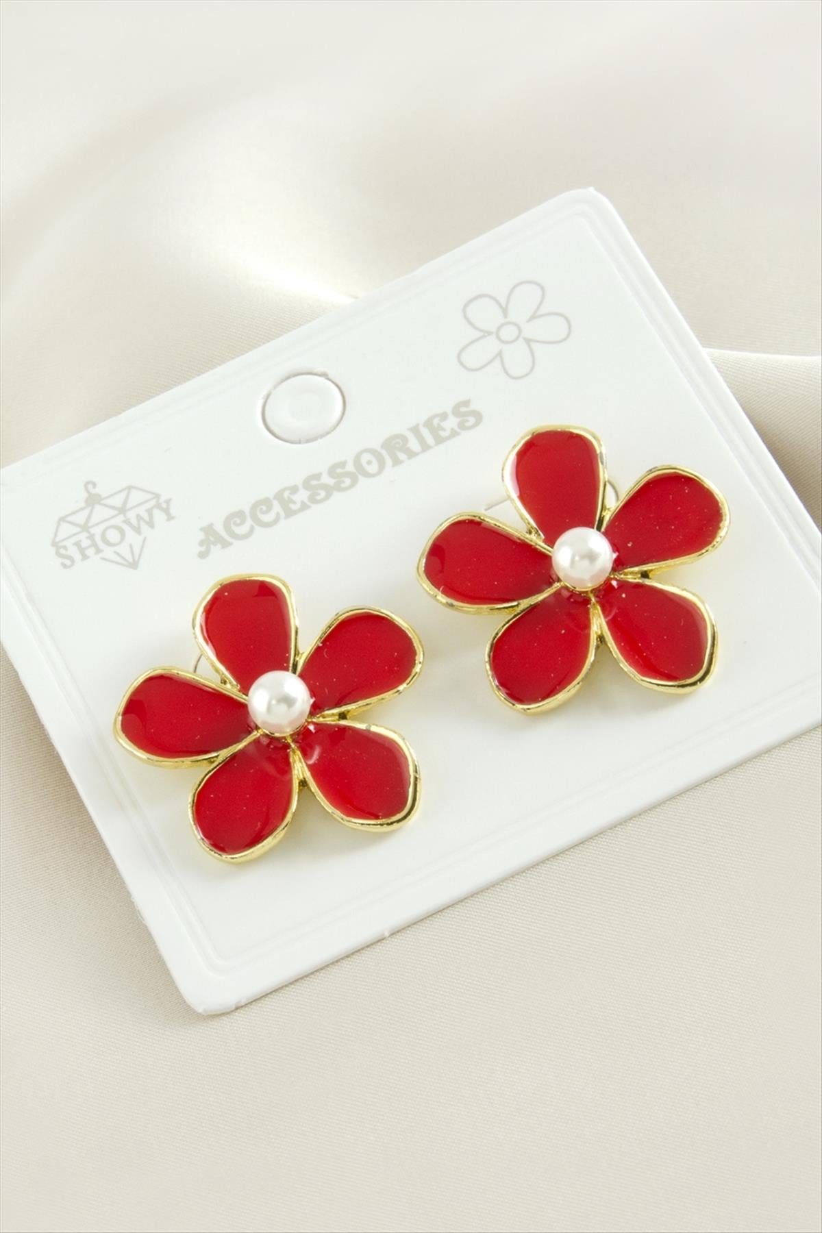 Çiçek İnci Mineli Küpe