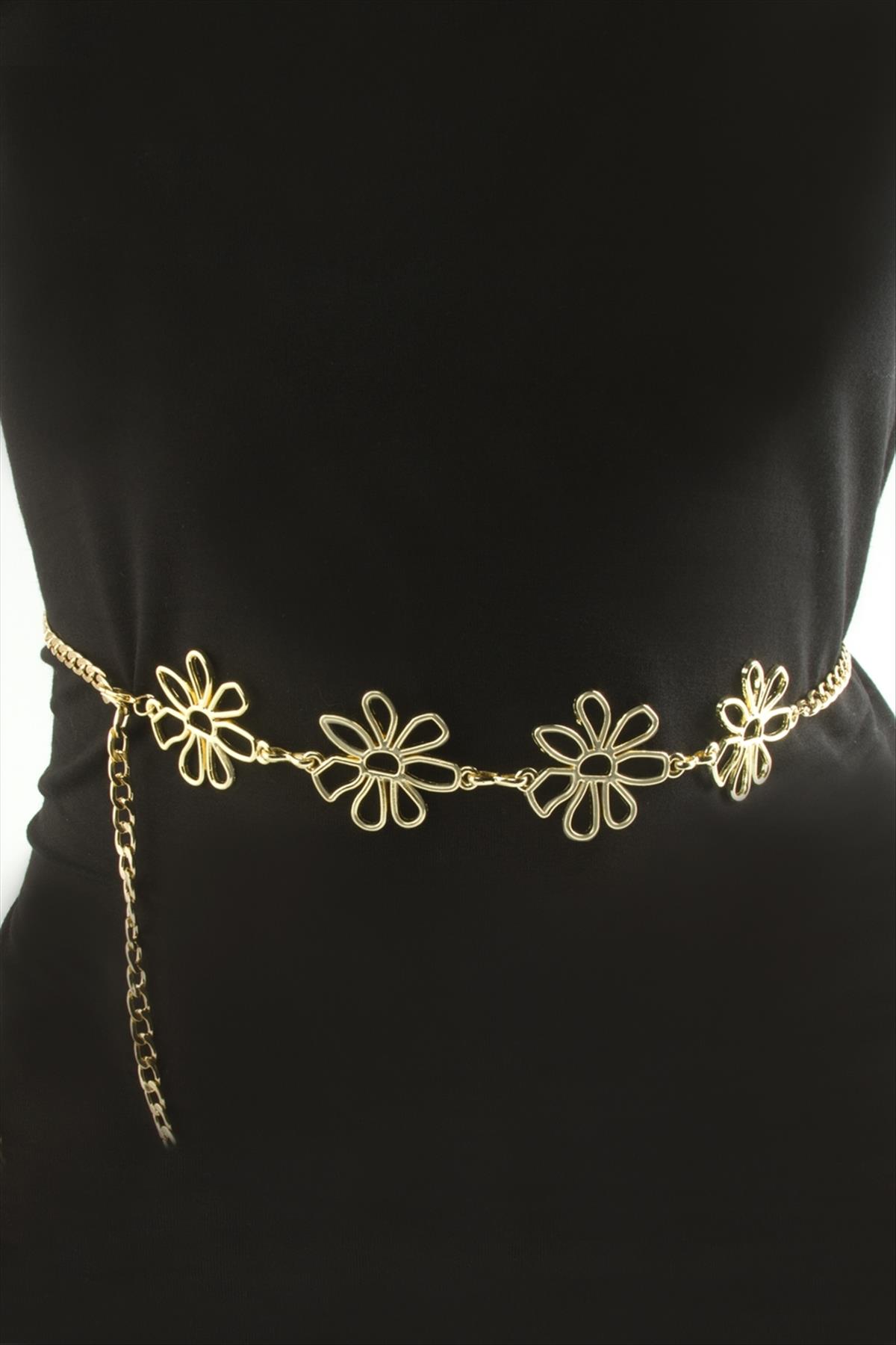Çiçek Metal Zincir Kemer