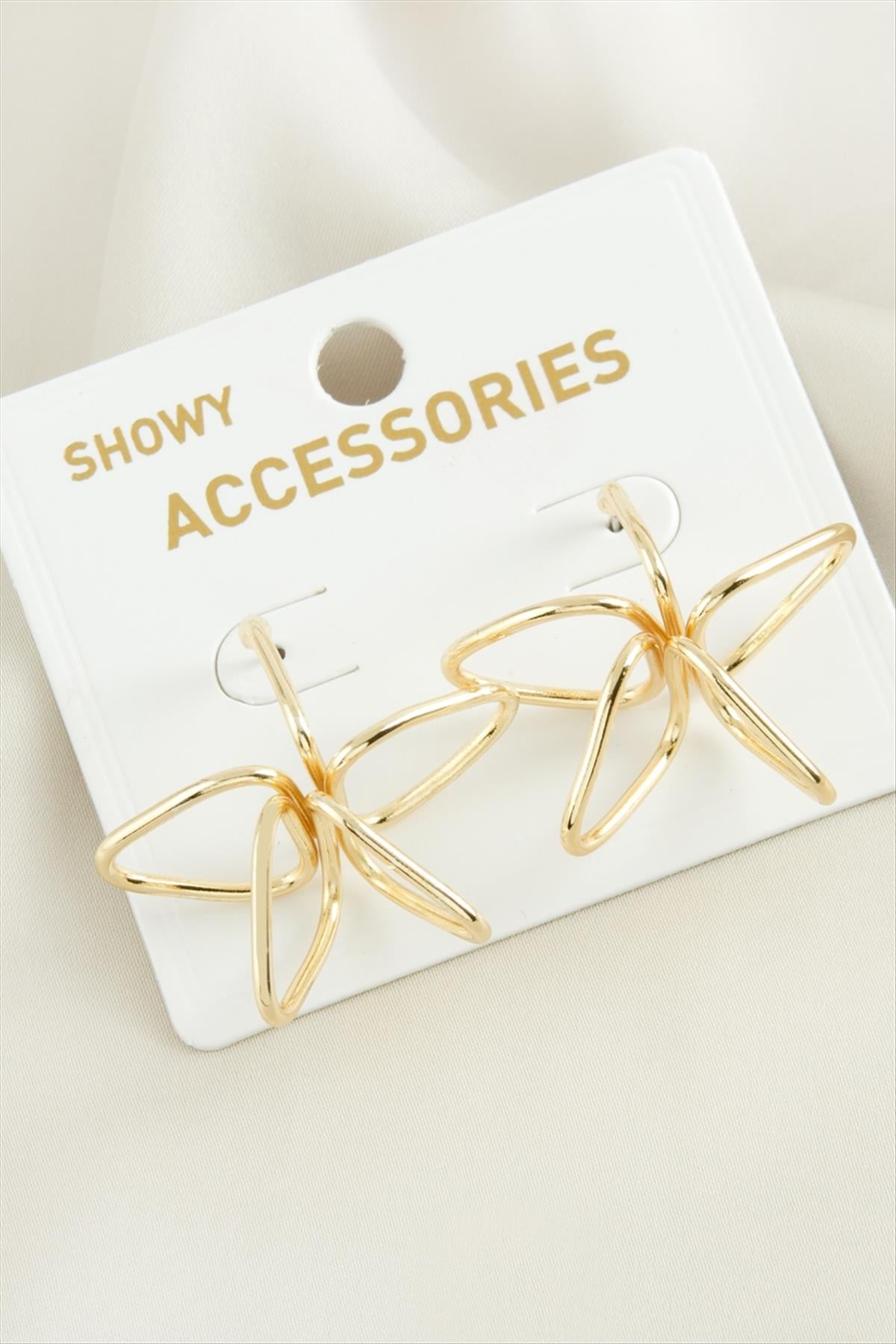 Çiçek Oval Metal Küpe