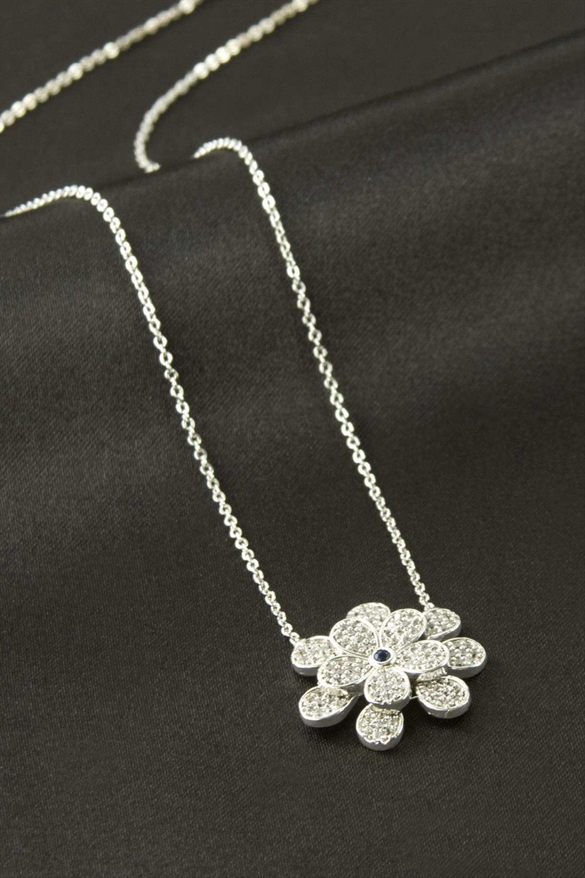 Çiçek Zirkon Taşlı Kolye