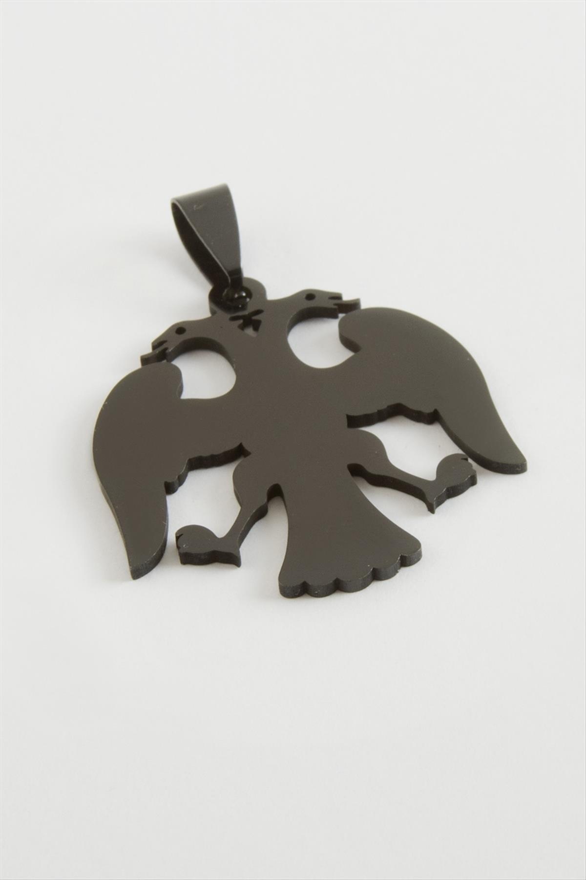 Çift Başlı Kartal Çelik Kolye Ucu 3 cm