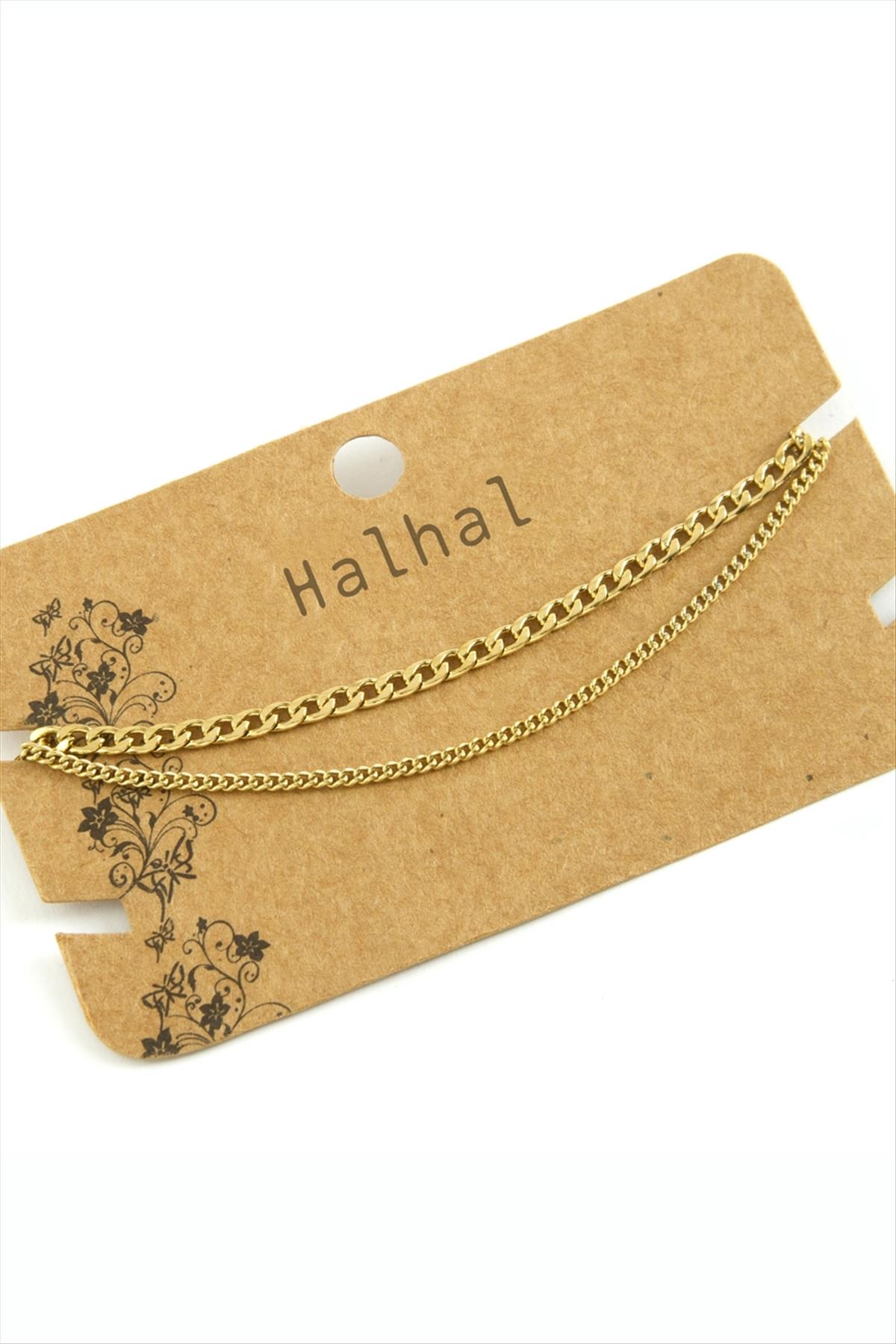 Çift Zincirli Lüks Çelik Halhal