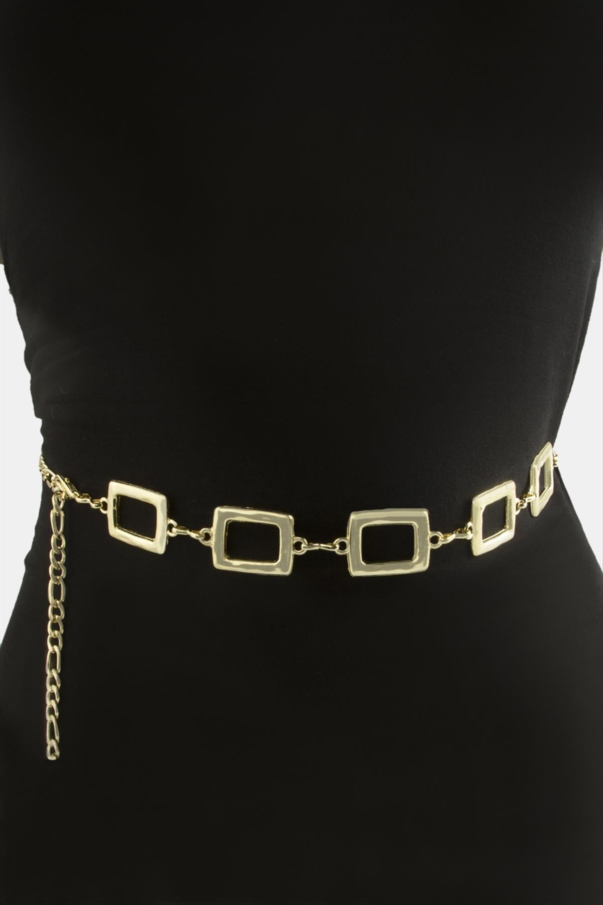 Dikdörtgen Metal Zincir Kemer