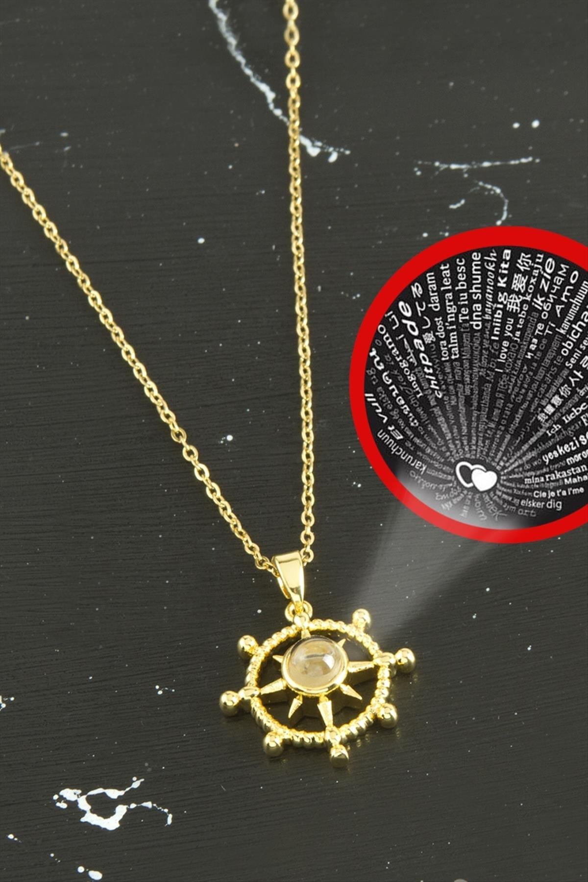 Dümen Lüks Çelik Kolye 100 Dilde Seni Seviyorum