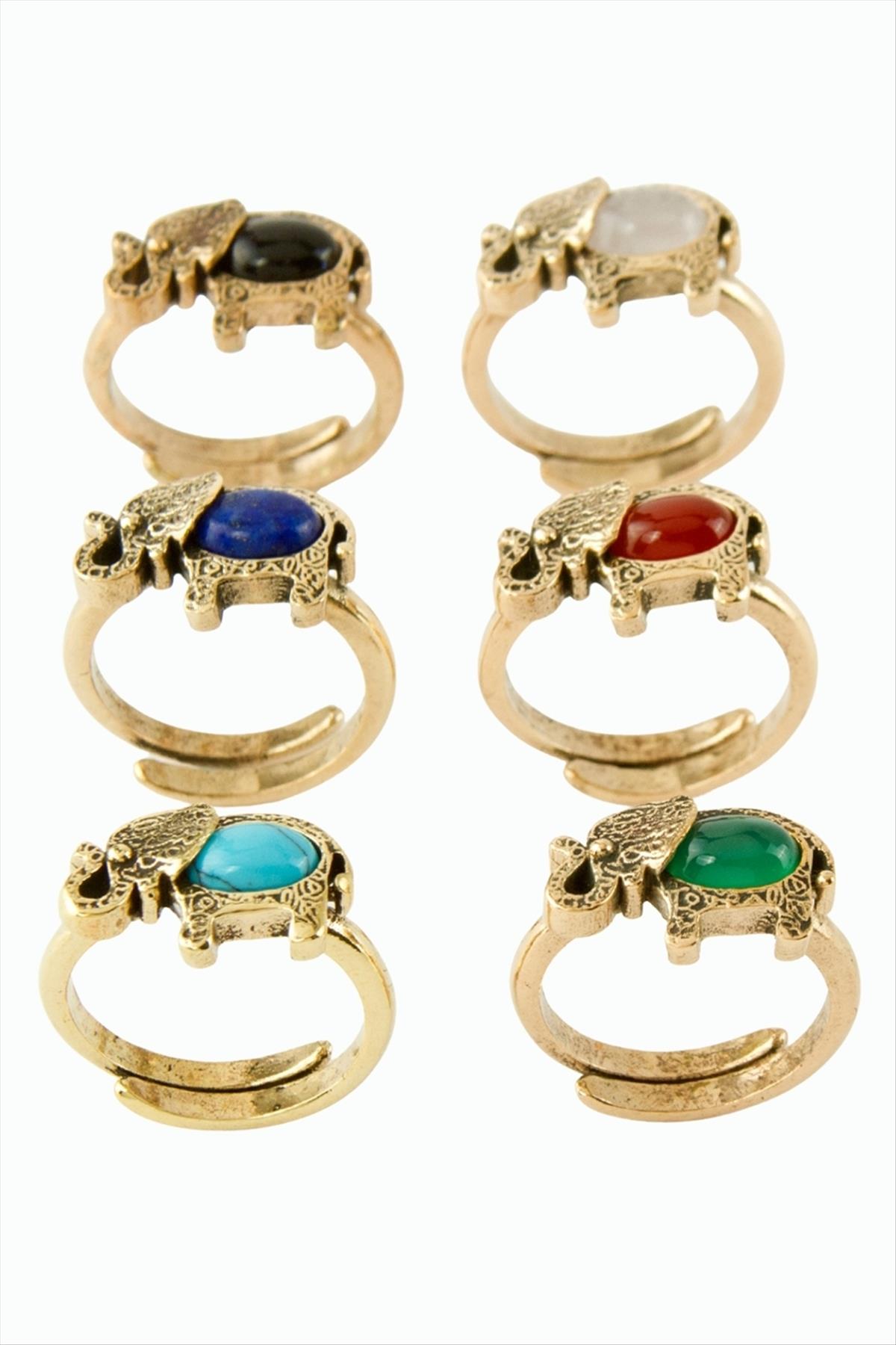 Fil Doğaltaşlı Otantik Yüzük