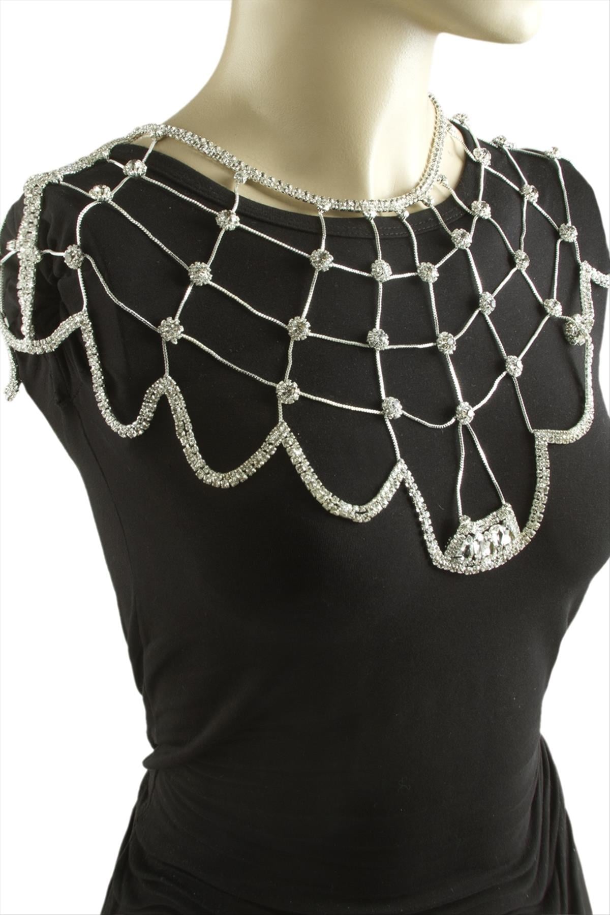 Fileli Taşlı Omuz Kolyesi