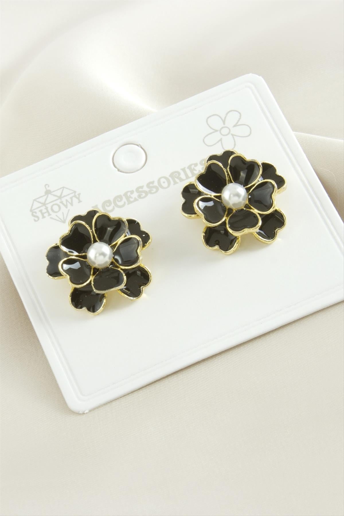 Gül Çiçek İnci Mineli Küpe