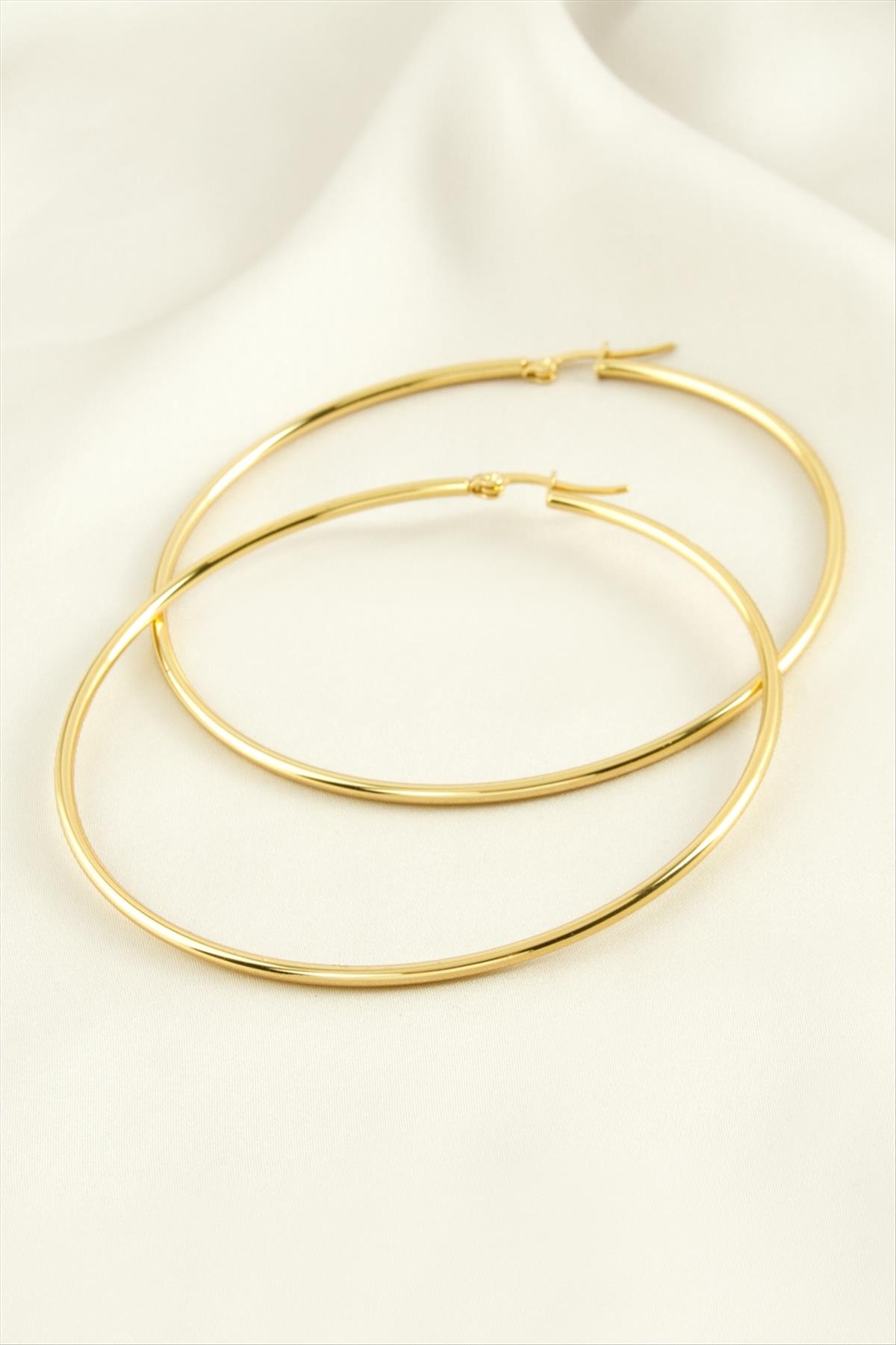 Halka Lüks Çelik Küpe 6 cm