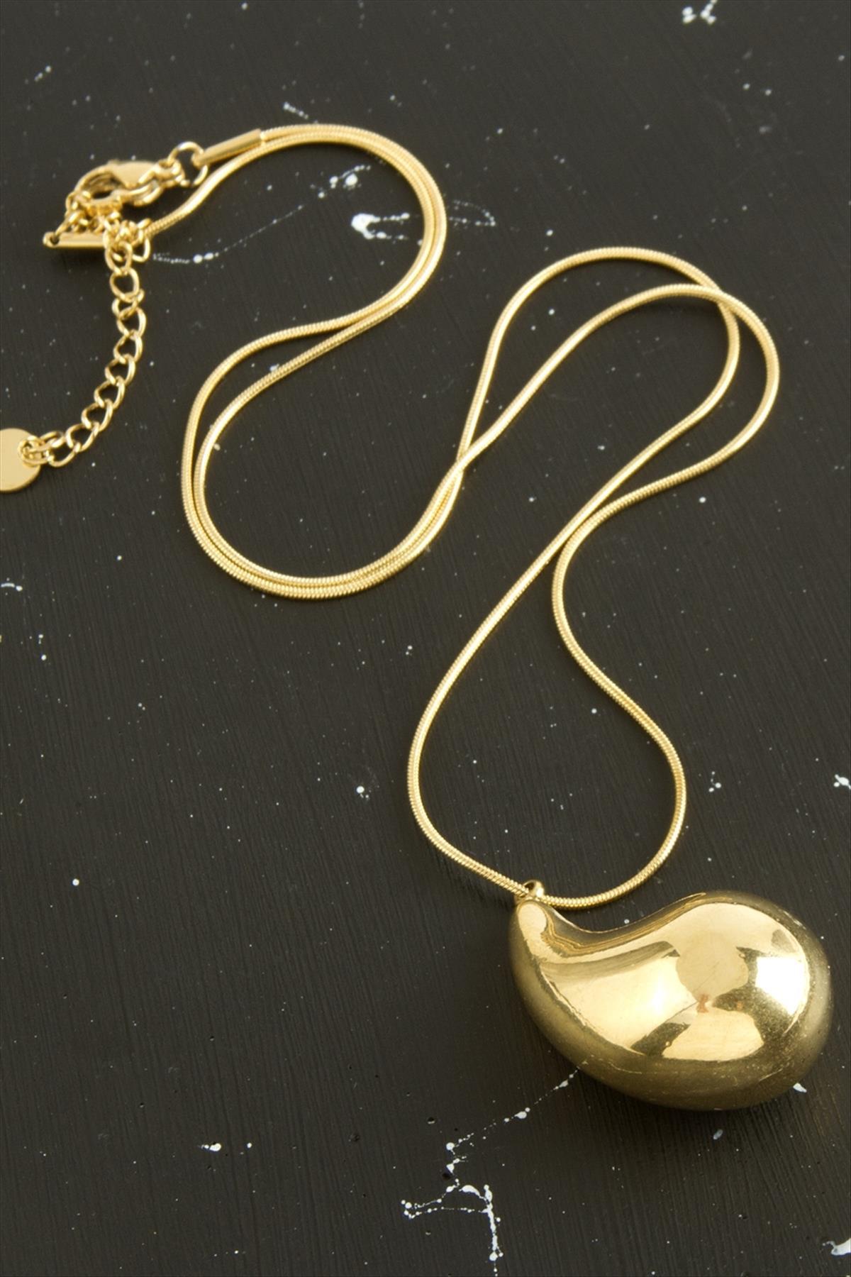 Hande Erçel Bombeli Su Damlası Çelik Kolye