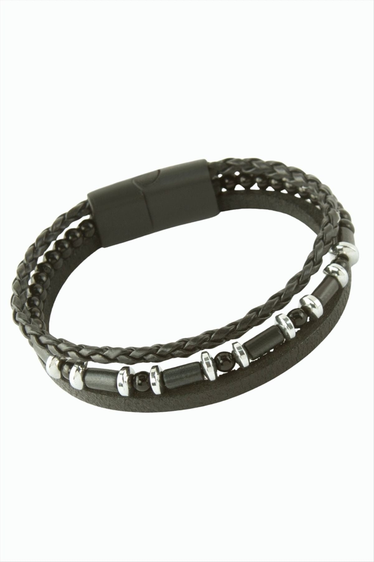 Hematit Mıknatıslı Deri Bileklik