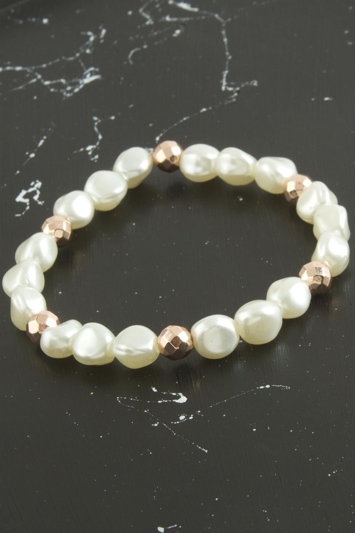 İnci Hematit Doğaltaş Bileklik