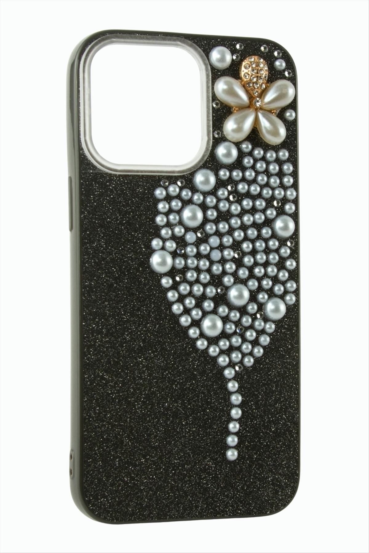 İphone 16 Pro Max Kelebek İnci Taşlı Kapak Kılıf