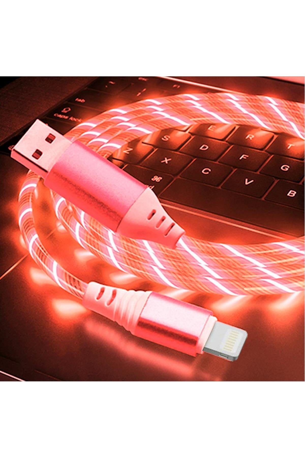 Işıklı İphone USB Data Şarj Kablosu
