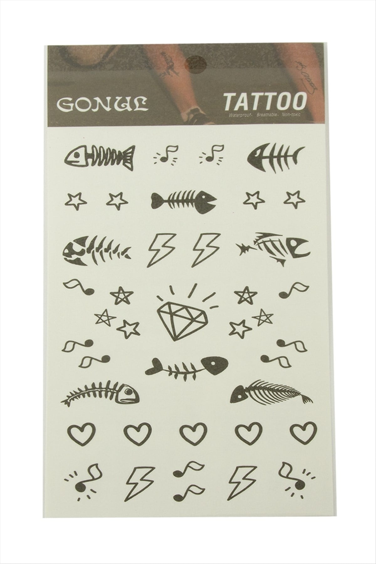 Kalp Balık Tattoo Dövme Sticker