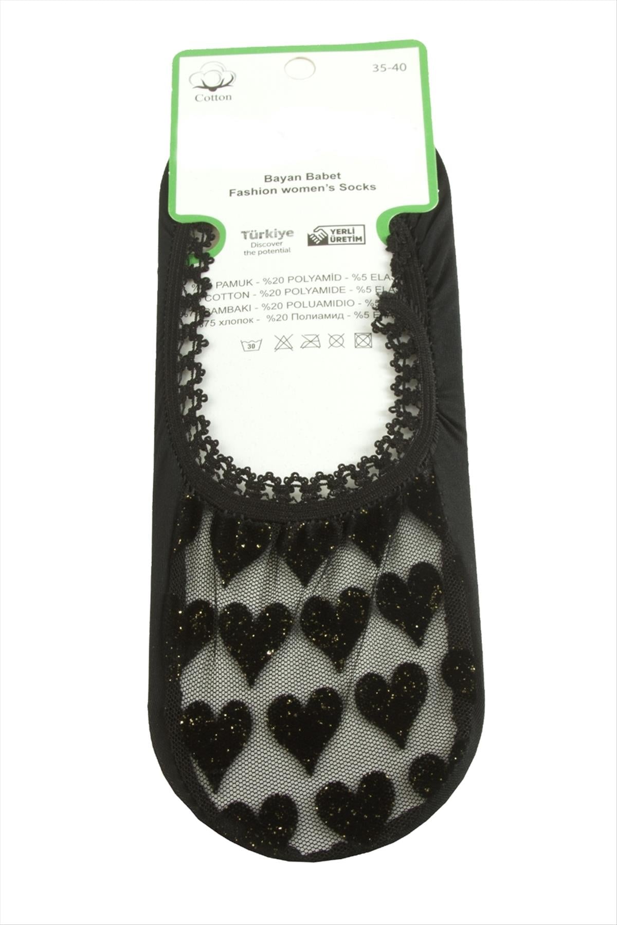 Kalp Dantel Babet Çorap