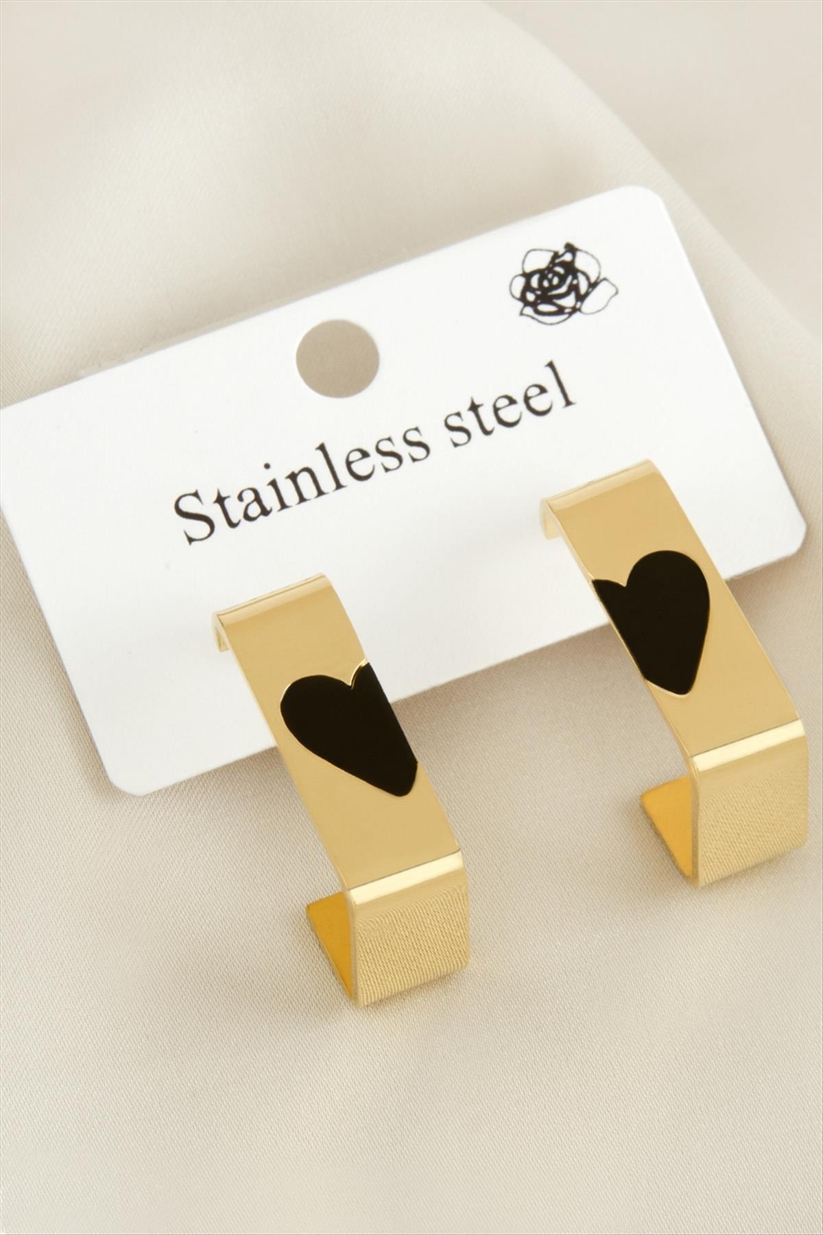 Kalp Lüks Çelik Küpe