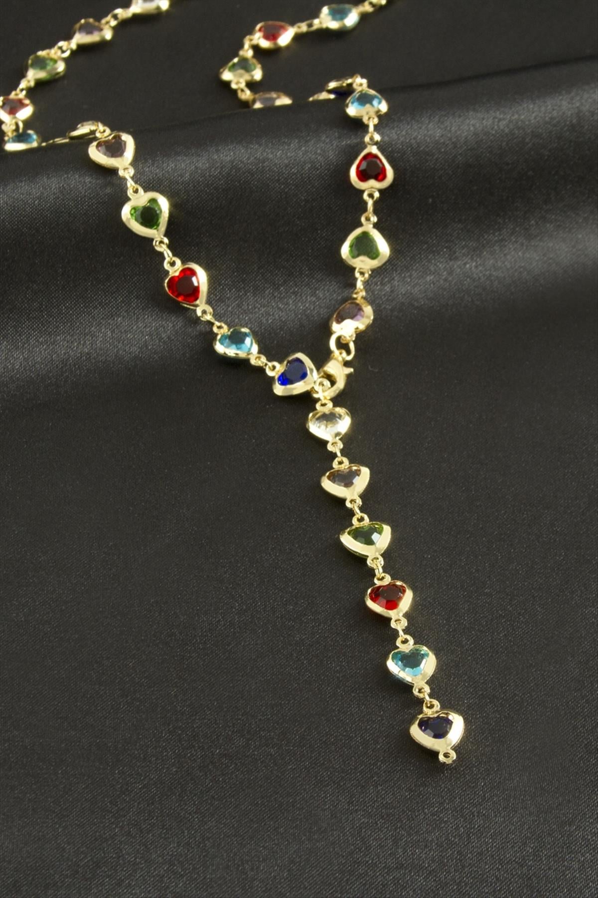 Kalp Zirkon Taşlı Y Kolye