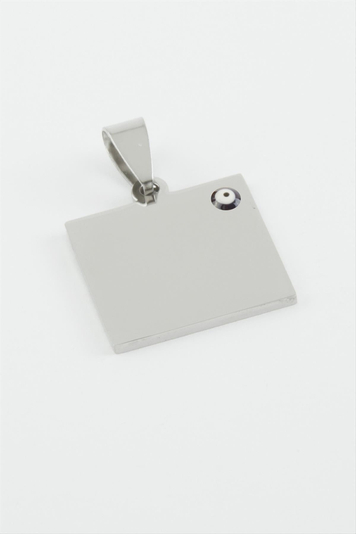 Kare İsim Yazılabilir Çelik Kolye Ucu 2*2 cm