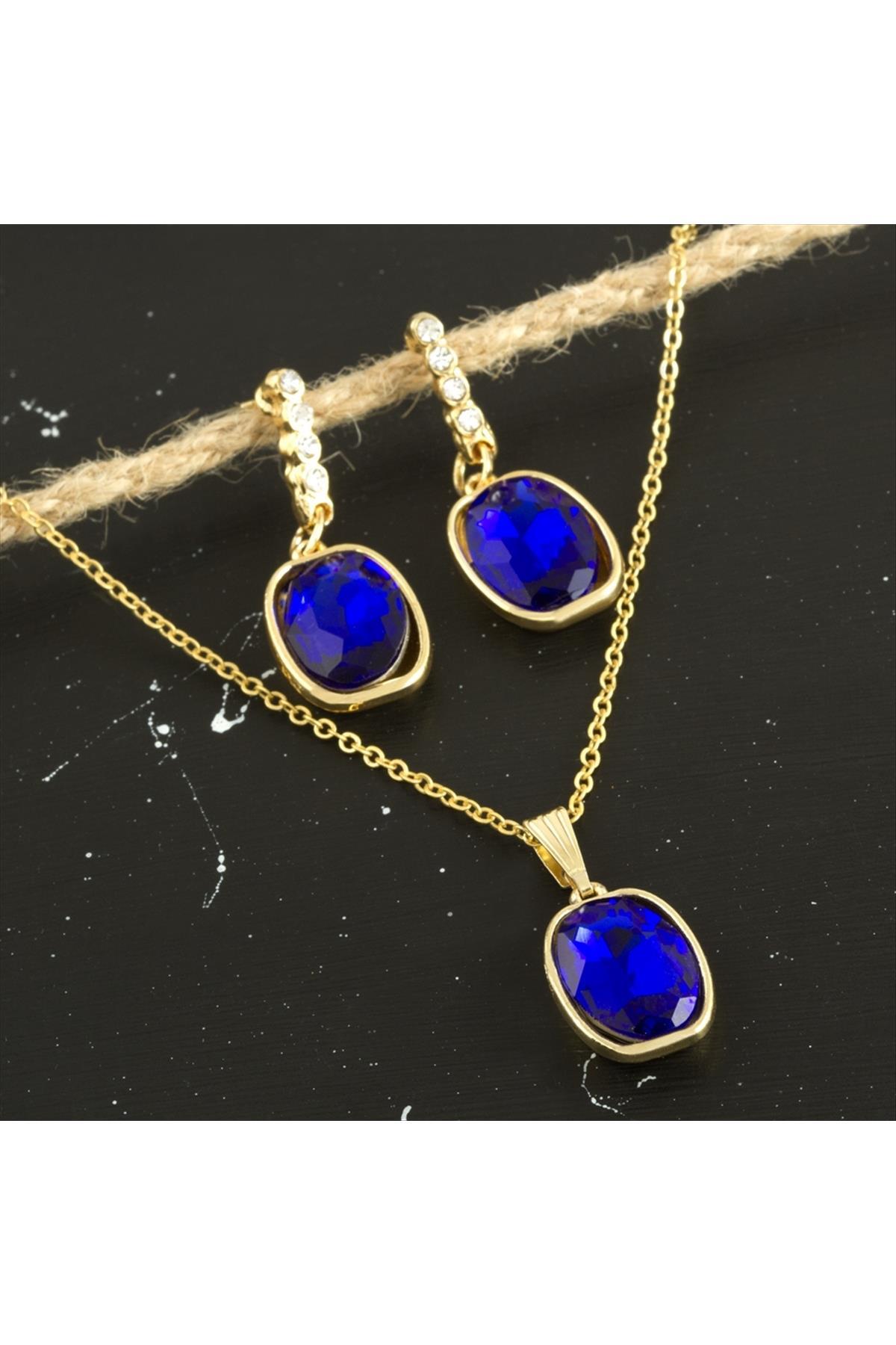 Kare Taşlı Set Kolye