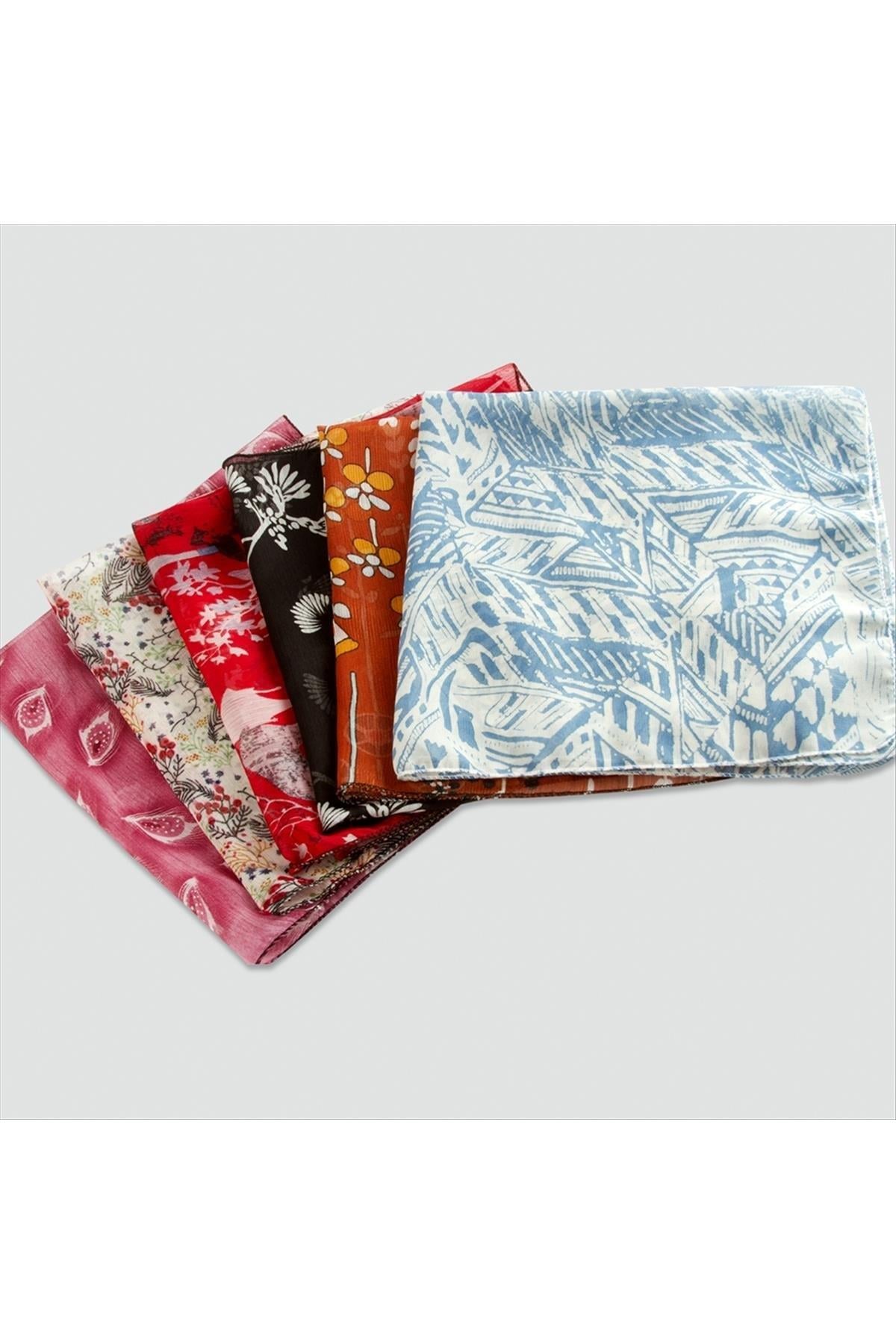Karışık Desenli Şifon Bandana 45*45