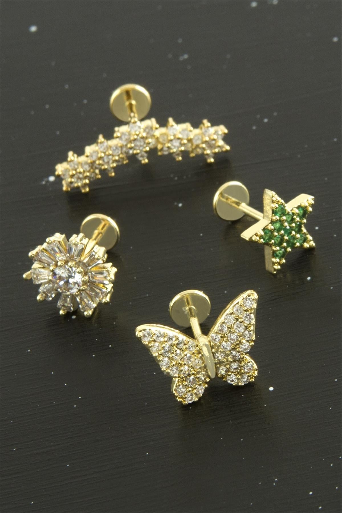Karışık Zirkon Taşlı  Piercing 1 Adet